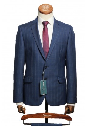 Мужской костюм "Брайн" синий двойка slim fit