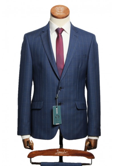 Мужской костюм "Брайн" синий двойка slim fit