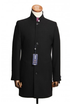 Пальто мужское "Гарвард" черный стойка slim
