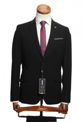 Мужской костюм "Кумир" чёрный двойка slim fit