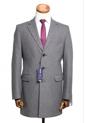 Мужское пальто "Рендал" серое английский ворот slim fit