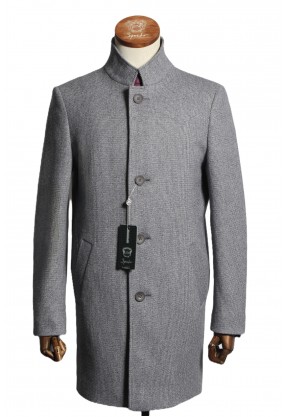 Мужское пальто "Рендал" серое со стойкой slim fit