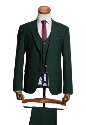 Мужской костюм "Ригель" зеленый тройка slim fit