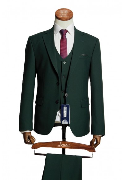 Мужской костюм "Ригель" зеленый тройка slim fit
